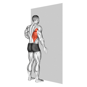 one arm against wall