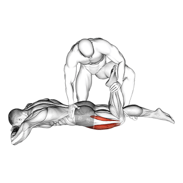 assisted prone lying quads stretch