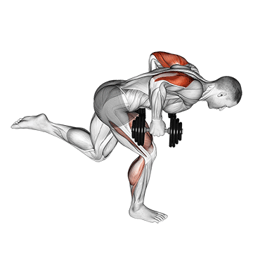 dumbbell tricep kickback with stork stance