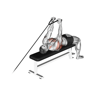 cable lying extension pullover (with rope attachment)