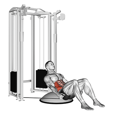 cable side bend crunch (bosu ball)